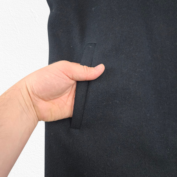 Vintage 80s Colorblock Wool Coat Blue Green Black Beau Brem Overcoat Size 16 - Picture 5 of 12